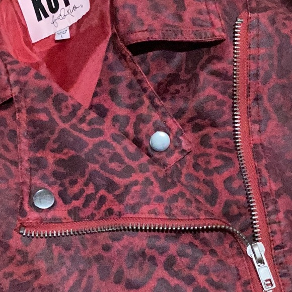 Kut From the Kluth Moto Cranberry Leopard Jacket - Size L - Picture 11 of 12